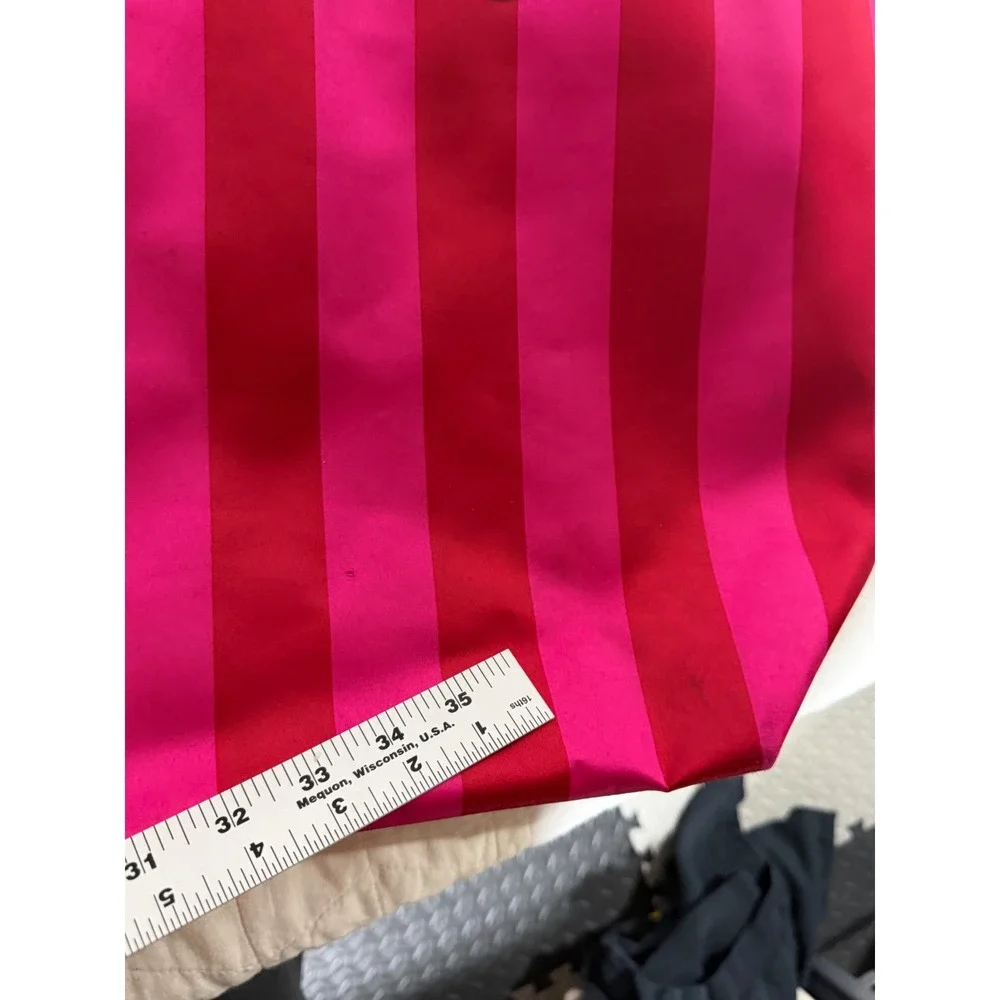 Victoria's Secret Pink Red Stripe Tote Bag Rhinestone Logo‎